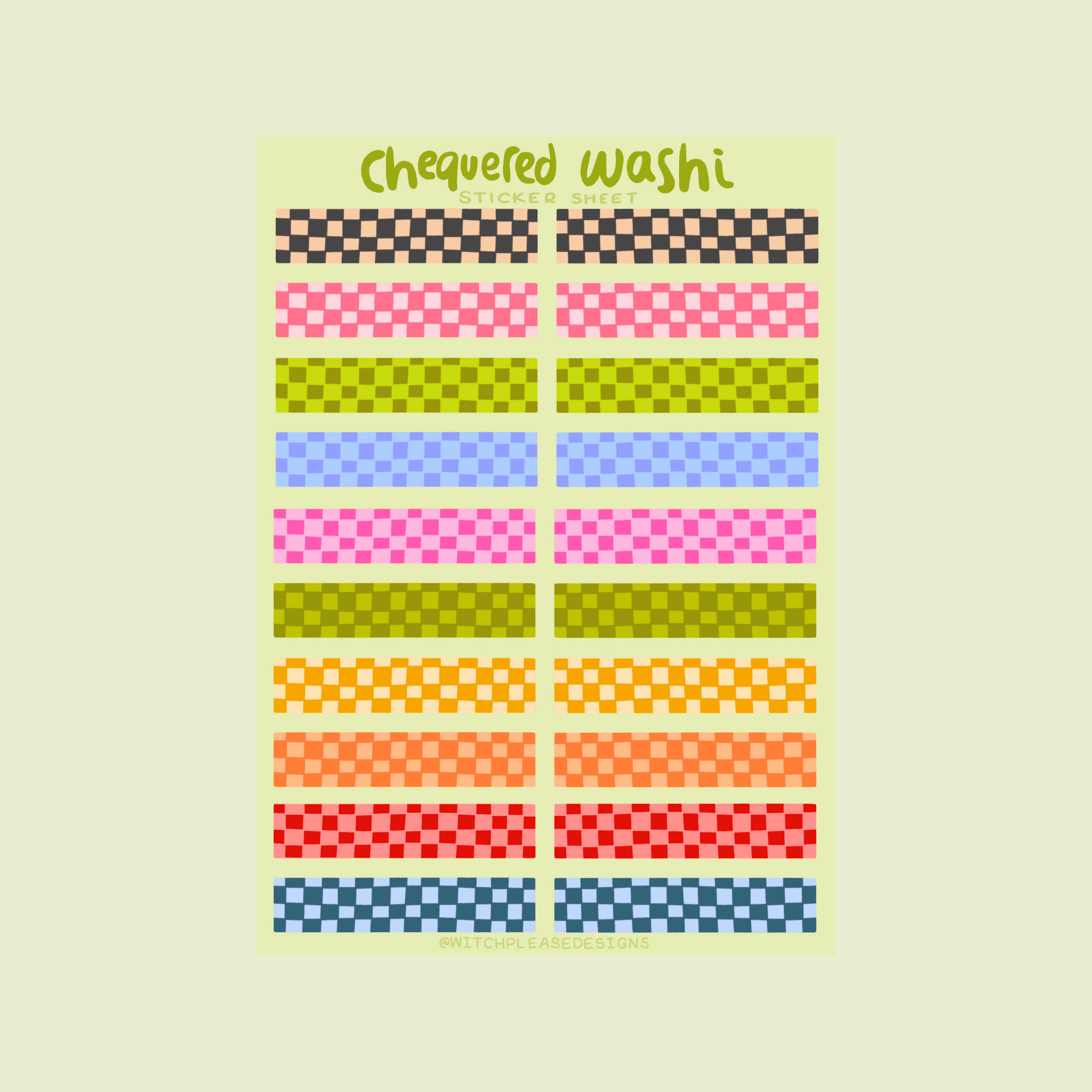 Chequered Washi Tape Sticker Sheet