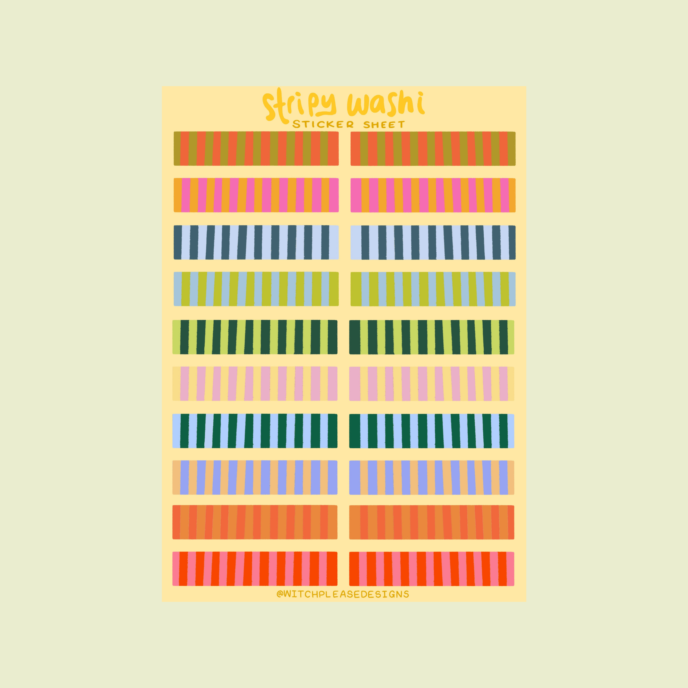 Stripy Washi Tape Sticker Sheet